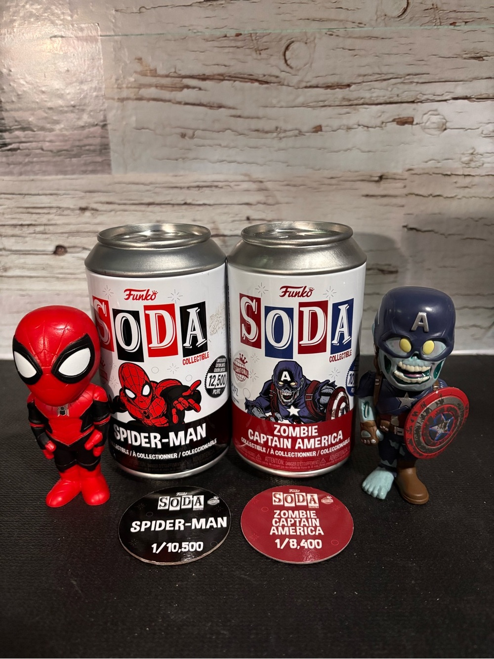Funko Red Spider-Man & Blue Zombie Captain America Soda Figures